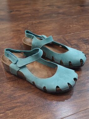 Sabatini Teal Mary Jane Slingback Shoes - Women's Comfortable Casual Size 38/ 8